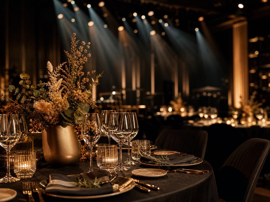 Hochwertig gedeckter Eventbereich als Symbol für MIMAST Events und professionelle Gastronomiekonzepte